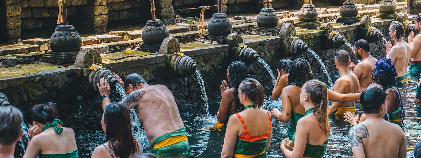 a group of people in a body of water